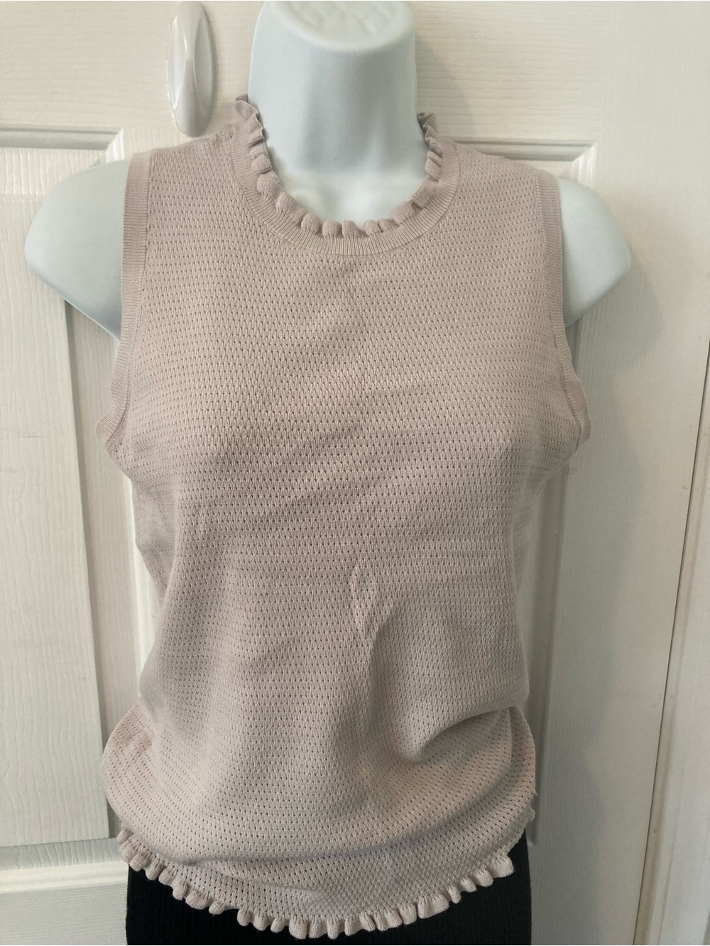 Elie Tahari Blush Knit Ruffle-Trim Sleeveless Tank